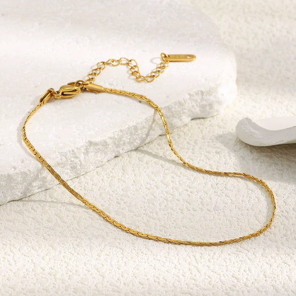 Wholesale Geometric Simple Stainless Steel 18K Gold Plated Anklet For Women