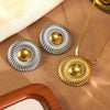 Wholesale Geometric Simple Style Electroplated Stainless Steel Circle Necklace And Earrings Set For Women