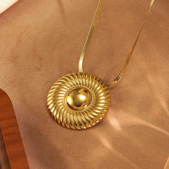 Wholesale Geometric Simple Style Electroplated Stainless Steel Circle Necklace And Earrings Set For Women