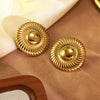 Wholesale Geometric Simple Style Electroplated Stainless Steel Circle Necklace And Earrings Set For Women