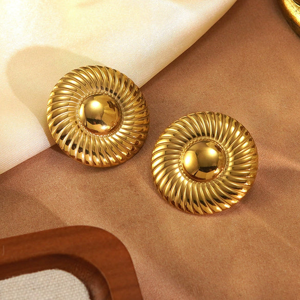 Wholesale Geometric Simple Style Electroplated Stainless Steel Circle Necklace And Earrings Set For Women
