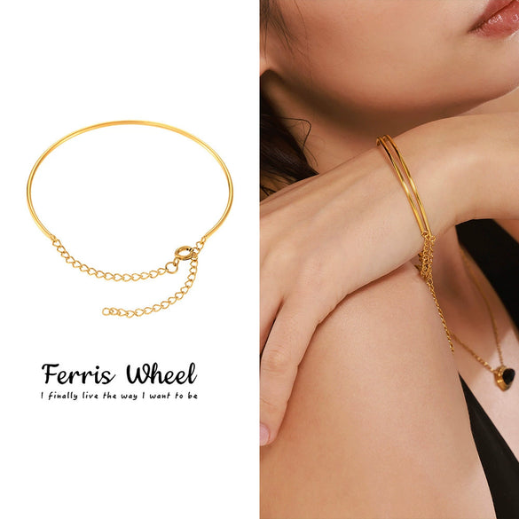 Wholesale Geometric Simple Style Goldplated Titanium Steel Ferris Wheel Snake Bone Bracelet For Unisex