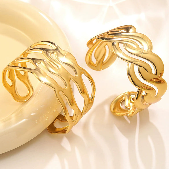 Wholesale Geometric Simple Style Stainless Steel Dripping Oil Open Bracelet Jewelry