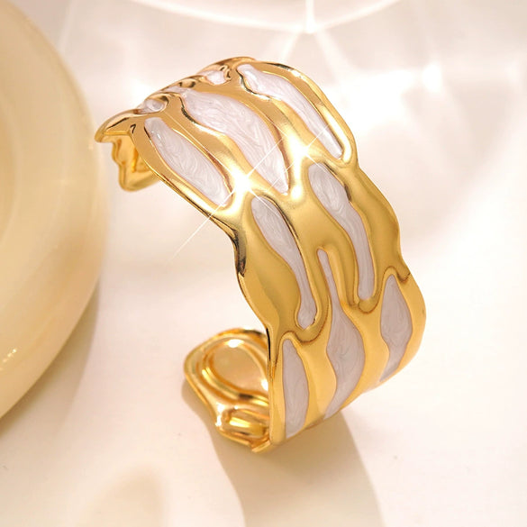 Wholesale Geometric Simple Style Stainless Steel Dripping Oil Open Bracelet Jewelry
