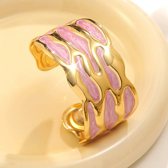 Wholesale Geometric Simple Style Stainless Steel Dripping Oil Open Bracelet Jewelry