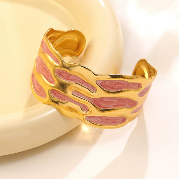 Wholesale Geometric Simple Style Stainless Steel Dripping Oil Open Bracelet Jewelry