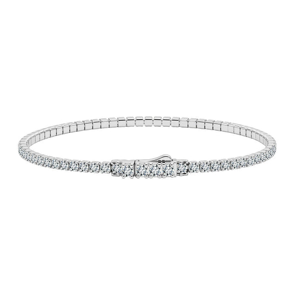 Wholesale Geometric Simple Unisex Zircon Tennis Bracelet Made Of 925 Silver With Electroplating