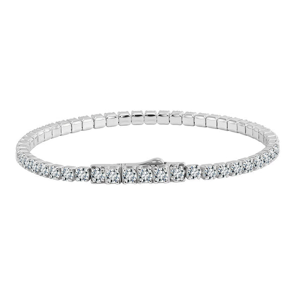 Wholesale Geometric Simple Unisex Zircon Tennis Bracelet Made Of 925 Silver With Electroplating
