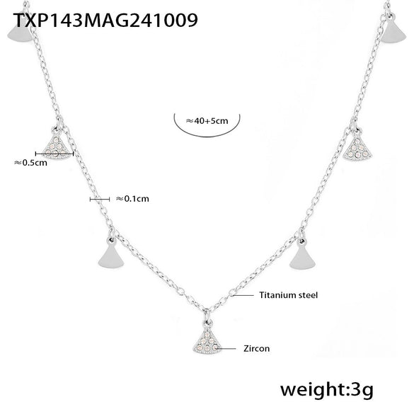 Wholesale Geometric Small Skirt Shaped Jewelry Set With Zircon Accessories In Titanium Steel And 18K Gold Plated Electroplating For Women Including Bracelet And Necklace