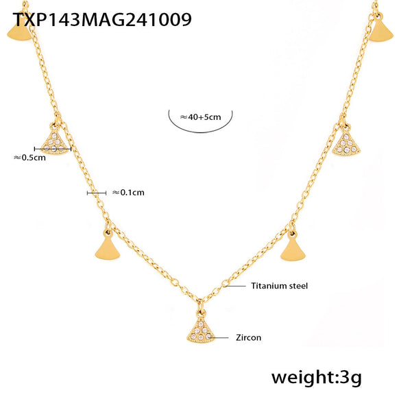 Wholesale Geometric Small Skirt Shaped Jewelry Set With Zircon Accessories In Titanium Steel And 18K Gold Plated Electroplating For Women Including Bracelet And Necklace