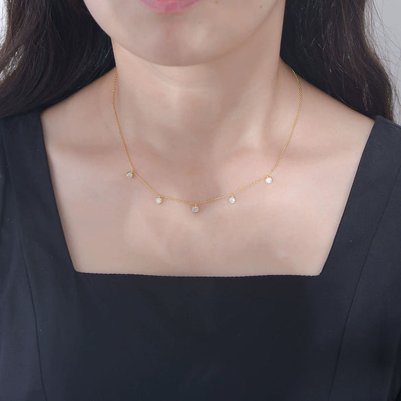 Wholesale Geometric Small Square Dropshaped Diamond Pendant Necklace For Women S925 Sterling Silver