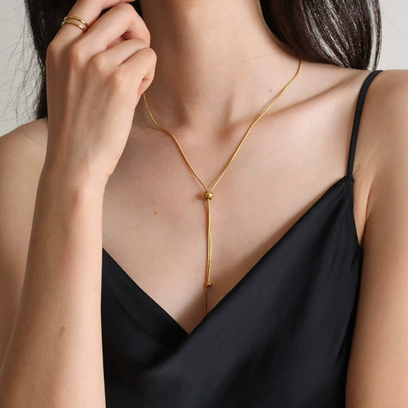 Wholesale Geometric Snake Bone Chain Stainless Steel Gold Plated Polished Necklace For Women