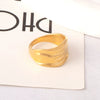Wholesale Geometric Specialshaped Asymmetrical Exaggerated Titanium Steel Ring For Girls With Electroplating