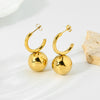 Wholesale Geometric Spherical Stainless Steel 16K Gold Plated Earrings For Women
