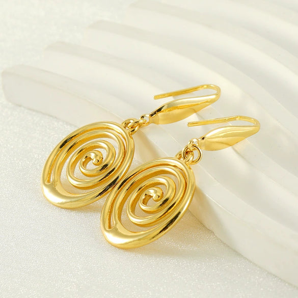 Wholesale Geometric Spiral 316L Stainless Steel Gold Plated Earrings For Women