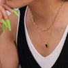 Wholesale Geometric Square Acrylic And Titanium Steel Doublelayer Stacked Pendant Necklace For Women With Electroplating