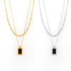 Wholesale Geometric Square Acrylic And Titanium Steel Doublelayer Stacked Pendant Necklace For Women With Electroplating