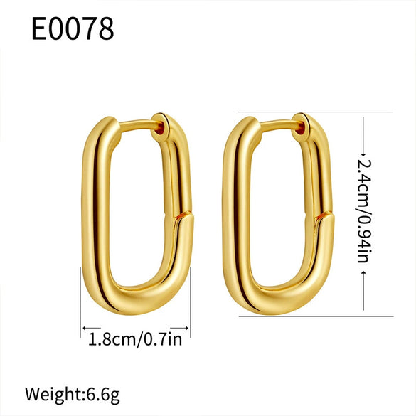 Wholesale Geometric Square Copper Earrings Electroplated Solid Color Hollow Ear Buckle High Design All Match Fashion Women's Earrings