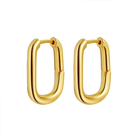 Wholesale Geometric Square Copper Earrings Electroplated Solid Color Hollow Ear Buckle High Design All Match Fashion Women's Earrings