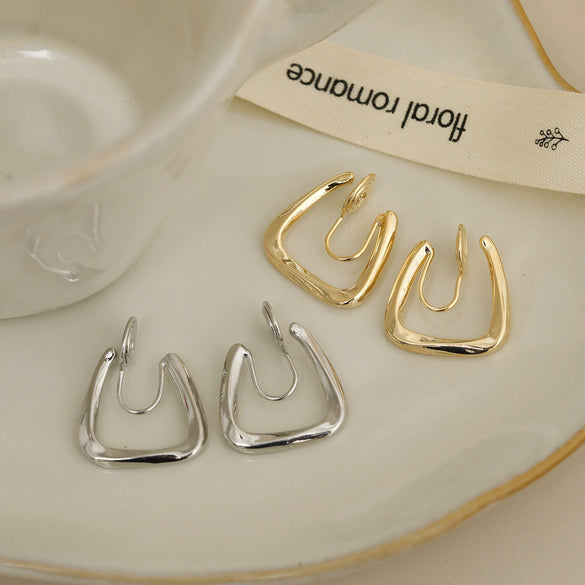 Wholesale Geometric Square Copper Goldplated Ear Clip Earrings For Women