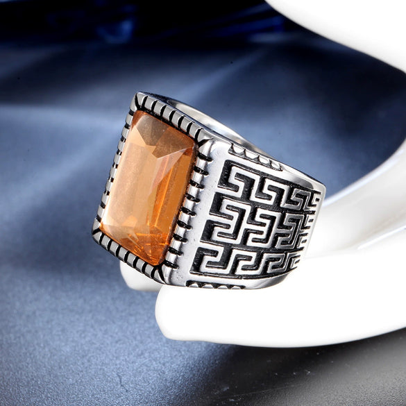Wholesale Geometric Square Diamond Titanium Steel Handmade Ring For Men And Women