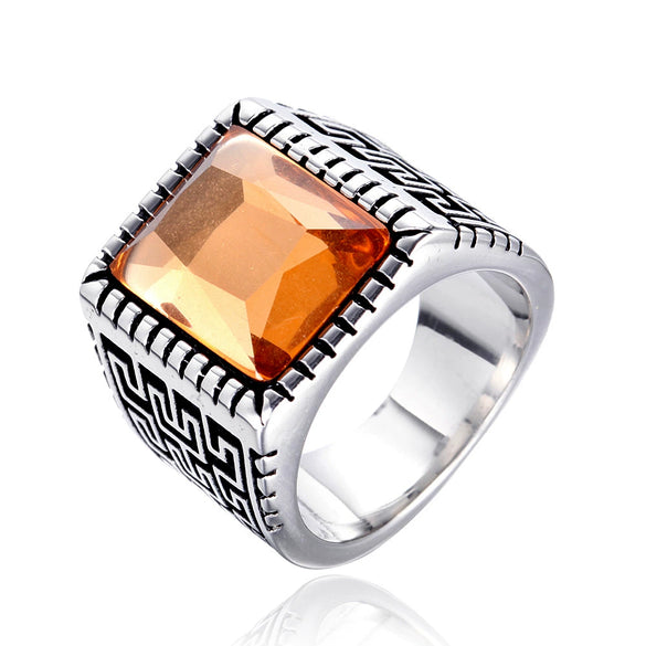 Wholesale Geometric Square Diamond Titanium Steel Handmade Ring For Men And Women