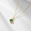 Wholesale Geometric Square Emerald Zircon Pendant Sterling Silver Necklace Set With Diamonds For Women