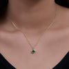 Wholesale Geometric Square Emerald Zircon Pendant Sterling Silver Necklace Set With Diamonds For Women