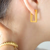 Wholesale Geometric Square Frame Earrings Titanium Steel Goldplated Women's