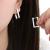 Wholesale Geometric Square Frame Earrings Titanium Steel Goldplated Women's