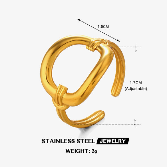 Wholesale Geometric Square Hollow Stainless Steel Ring For Women With Vacuum Plating