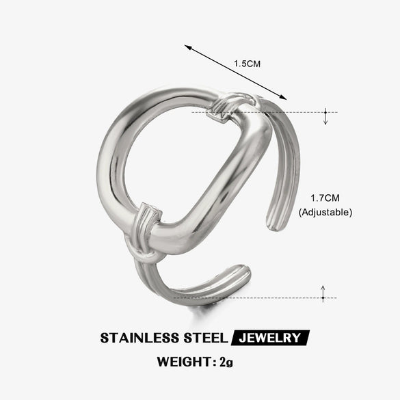 Wholesale Geometric Square Hollow Stainless Steel Ring For Women With Vacuum Plating
