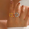 Wholesale Geometric Square Hollow Stainless Steel Ring For Women With Vacuum Plating