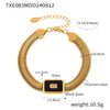 Wholesale Geometric Square Inlaid Colored Glass Stone Titanium Steel Bracelet Necklace With Electroplating Design