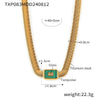 Wholesale Geometric Square Inlaid Colored Glass Stone Titanium Steel Bracelet Necklace With Electroplating Design