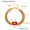 Wholesale Geometric Square Inlaid Colored Glass Stone Titanium Steel Bracelet Necklace With Electroplating Design