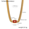 Wholesale Geometric Square Inlaid Colored Glass Stone Titanium Steel Bracelet Necklace With Electroplating Design