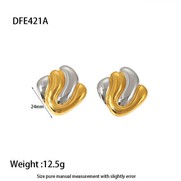 Wholesale Geometric Square 18K Gold Plated Stainless Steel Earrings For Women