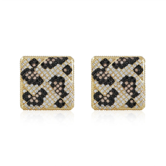 Wholesale Geometric Square Leopard Print Snake Pattern Earrings Copper Goldplated Light Luxury Jewelry