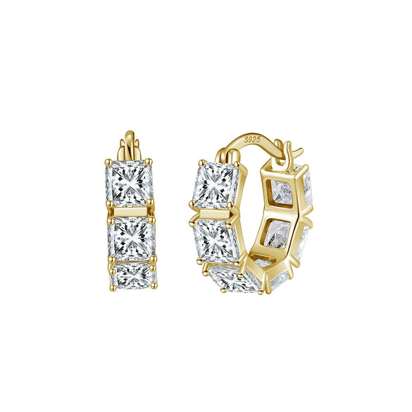 Wholesale Geometric Square Moissanite 925 Silver Electroplated Hoop Earrings For Women