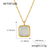 Wholesale Geometric Square Resin And Titanium Steel Gold Plated Earrings Necklace Set For Women With Electroplating Treatment In Antique Simple Light Luxury Style