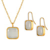 Wholesale Geometric Square Resin And Titanium Steel Gold Plated Earrings Necklace Set For Women With Electroplating Treatment In Antique Simple Light Luxury Style