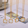Wholesale Geometric Square Resin And Titanium Steel Gold Plated Earrings Necklace Set For Women With Electroplating Treatment In Antique Simple Light Luxury Style