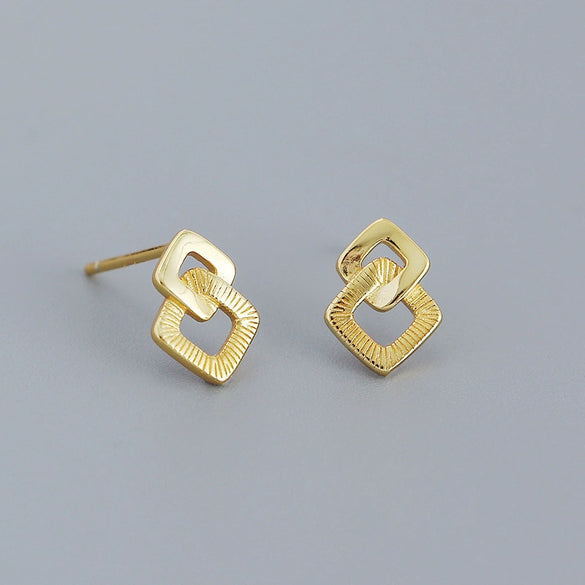 Wholesale Geometric Square S925 Silver Electroplated Ear Studs For Women