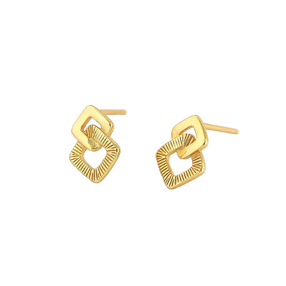 Wholesale Geometric Square S925 Silver Electroplated Ear Studs For Women