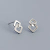 Wholesale Geometric Square S925 Silver Electroplated Ear Studs For Women