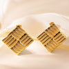 Wholesale Geometric Square Stainless Steel Earrings For Women With French Retro Light Luxury Style And Electroplating Treatment