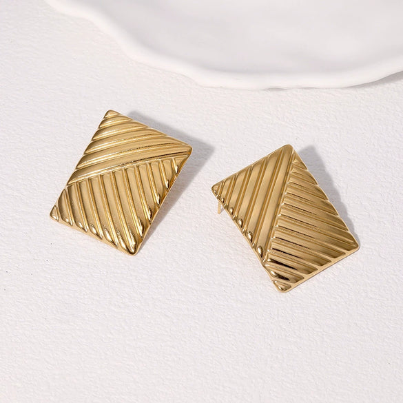 Wholesale Geometric Square Stainless Steel Electroplated Earrings For Women