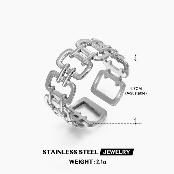 Wholesale Geometric Square Stainless Steel Ring For Women With 18K Gold Plated Electroplating