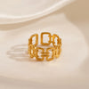 Wholesale Geometric Square Stainless Steel Ring For Women With 18K Gold Plated Electroplating